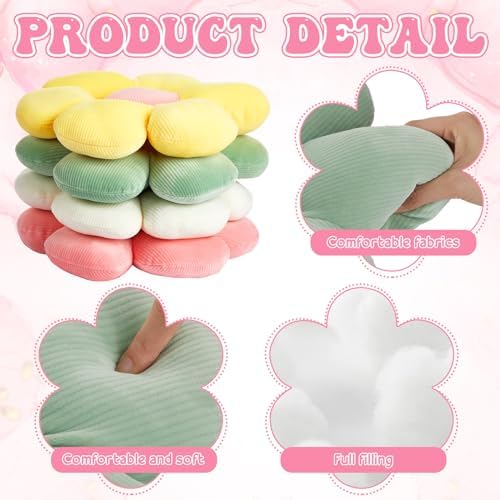 Reginary 4 Pcs Flower Floor Pillow Cushion Kids - Image 3