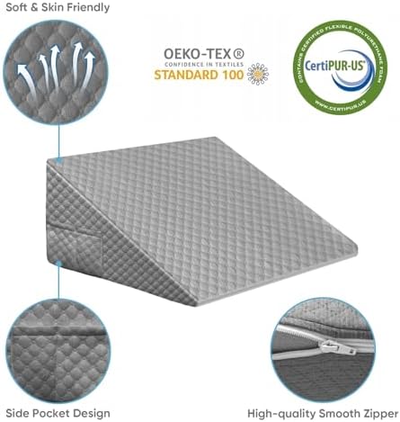 OAISZ Wedge Pillow for Sleep Apnea, 12-Inch Memory Foam Top - Image 5