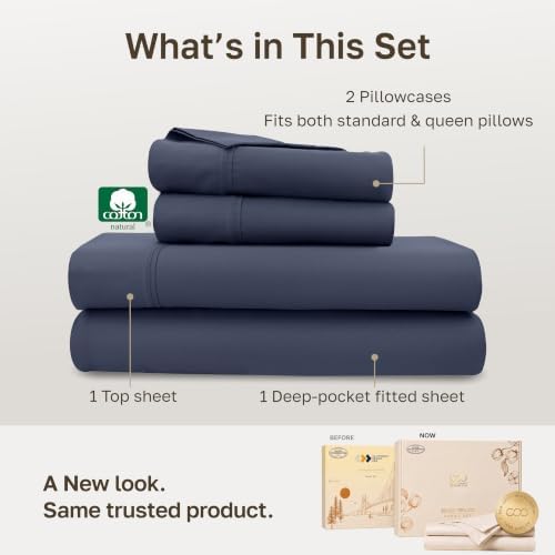 California Design Den Soft 100% Cotton Sateen Queen Sheet Set - Image 3