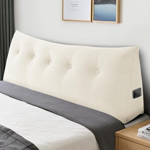 Headboard Pillow Queen, Wall Backrest Wedge Pillow Headboard by huateanhome