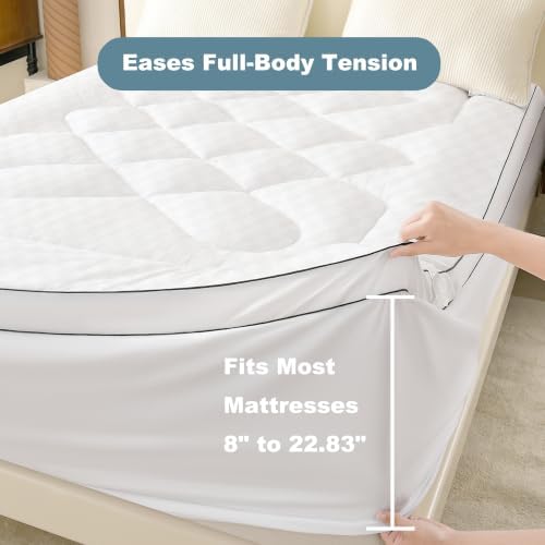 Queen Mattress Topper with Thick Quilted, Soft Extra Thick Mattress Pad Cover - Image 3