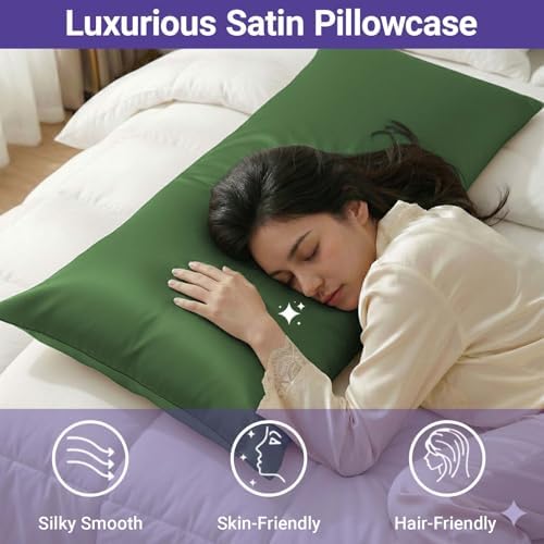 1 Pack Satin Pillowcase Sage Green Body Size 20x54 Inch - Image 3