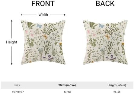 AEIOAE Spring Pillow Covers 24x24 Inch Set of 2, Sage Green Wild Flower Plant - Image 4