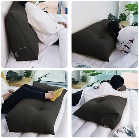 WOWMAX Wedge Headboard Pillow Caking Reading Pillow Sitting in Bed DeepGrey - Image 3