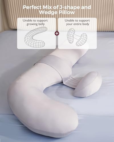 Momcozy Original F Shaped Cooling Pregnancy Pillow, Adjustable Wedge Pillow - Image 7