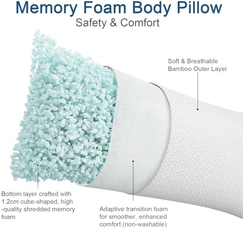 Rainmr Extra Long Body Pillow Memory Foam 180x50cm – Firm King Size Body Pillows - Image 3