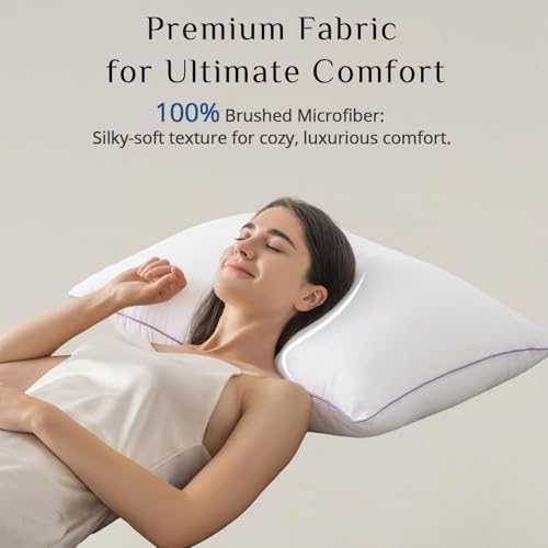 JOLLYVOGUE Pillows Queen Size Set of 4, Washable Supportive Firm Bed Pillows - Image 4
