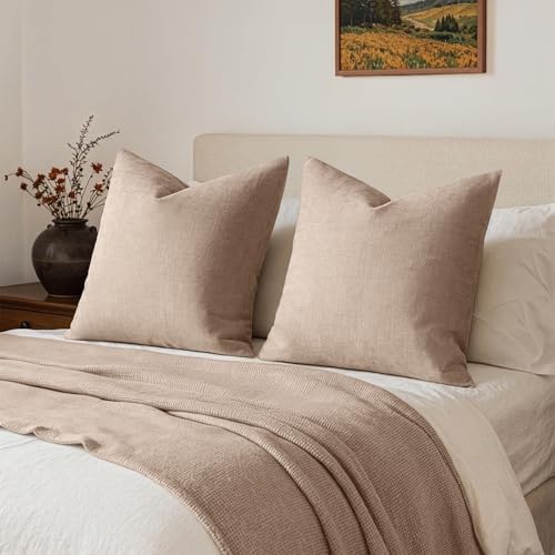 MIULEE 24x24 Inch Euro Textured Chenille Throw Pillow Covers Irish Cream - Image 6