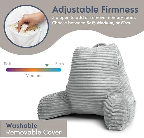 Nestl Reading Pillow with Shredded Memory Foam, Luxe Cut Plush Back Pillow - Image 3
