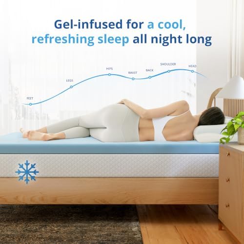EGOHOME 3 Inch Cal King Memory Foam Mattress Topper- Cooling Gel Infused - Image 3