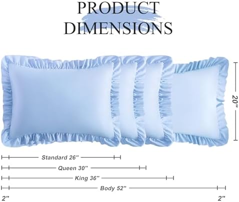 Ruffled Standard Pillow Shams, 2 Pack, 20x26 Inches, Sky Blue - Image 3