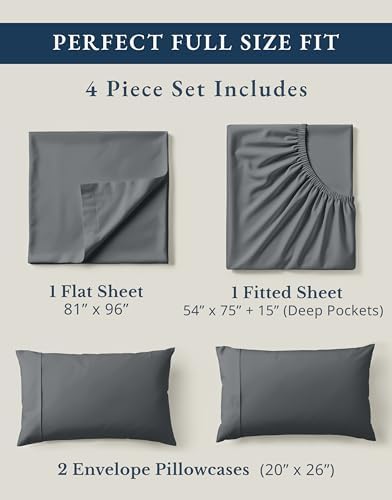 LANE LINEN Full Sheet Set 100% Organic Cotton Cooling Soft 4pc - Image 4