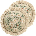 ISAENNE Vintage Linen Throw Pillow Cover, Diameter 16"-Brune C by Isaennehomedecoration