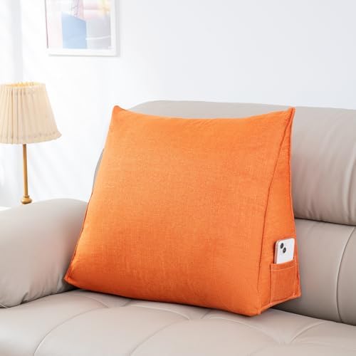 Triangular Reading Pillow with Side Pocket, Backrest Support Cushion by Unknown