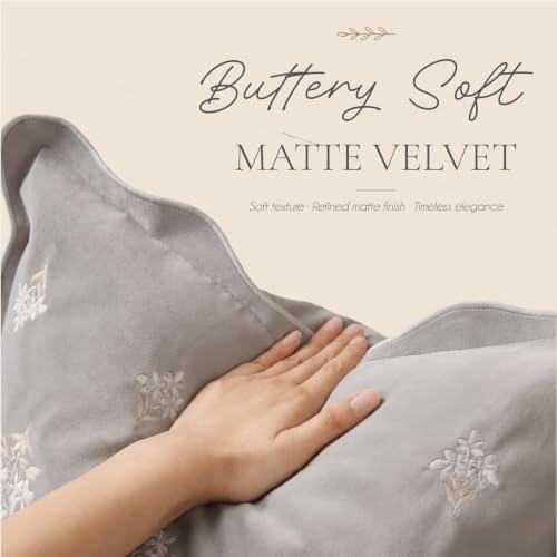 BlissBlush Lumbar Pillow Cover 12x20, Light Gray Velvet Decorative Lumbar - Image 4