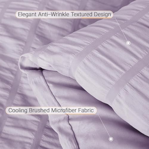 MUXHOMO 7 Pieces King Comforter Set, Seersucker Bed in a Bag King Size - Image 6