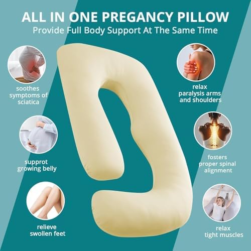 Cooling Pregnancy Pillows for Sleeping, Light Yellow - Image 6