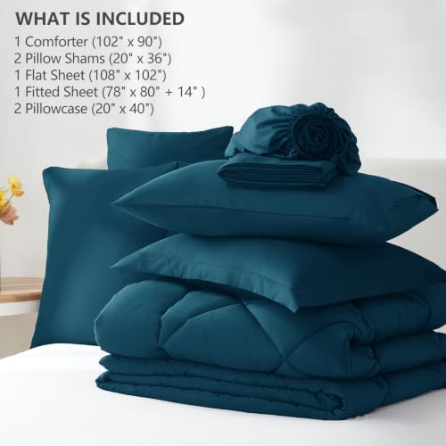 CozyLux King Comforter Set 102"x90" Lyons Blue - Image 6