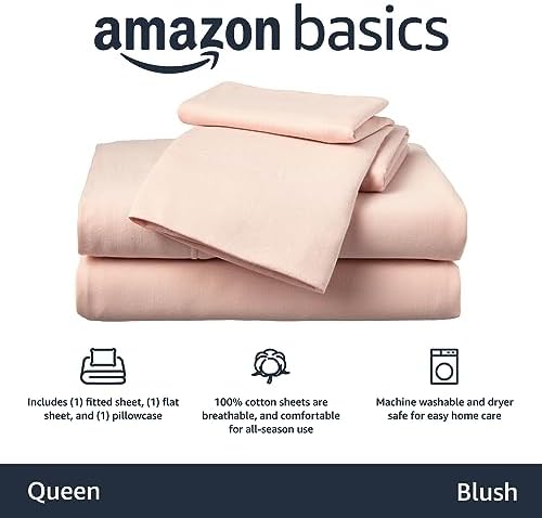 Amazon Basics 4 Piece Breathable 100% Cotton Jersey Knit Bed Sheet Set - Image 2