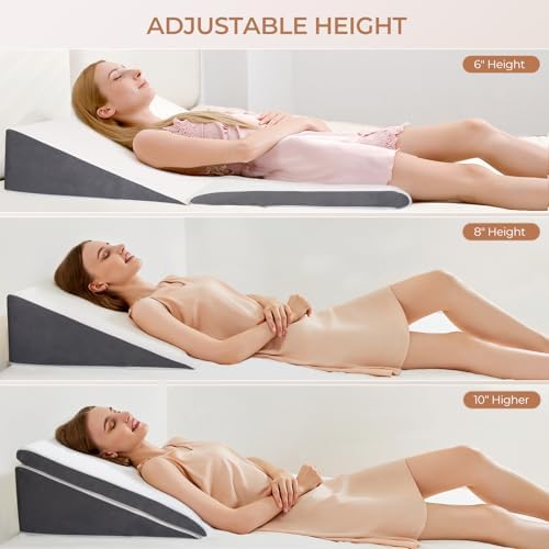 Vekkia Wedge Pillow for Sleep Apnea&Back Pain, Memory Foam Pillow Wedge - Image 5