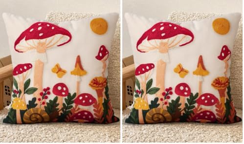 Embroidered Throw Pillow Cover 18x18 Inch by Kokaaee