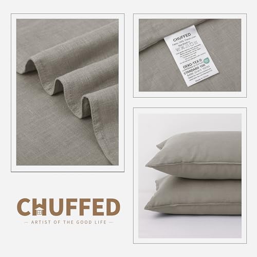 CHUFFED 100% French Linen Pillow Cases Queen Size Set of 2, Stone Washed Flax - Image 6