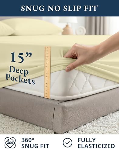 LANE LINEN Full Sheets 100% Organic Cotton 4pc Percale Cooling - Image 7