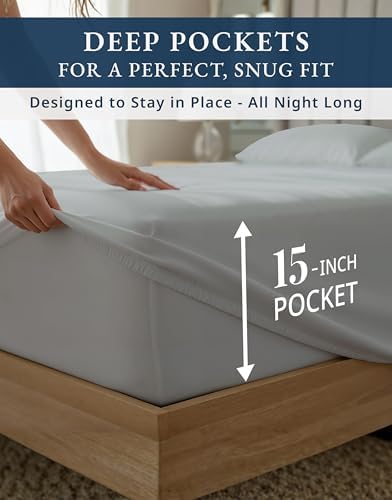 LANE LINEN King Sheets Cooling 100% Egyptian Cotton Sateen - Image 6