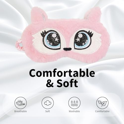 PERFECTSIGHT Sleep Eye Masks, Cute Plush Sleep Eye Cover Lightweight Adjustable - Image 2