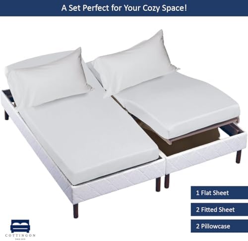 Cottingon 5 PC Split King Sheets Fits 16" Deep, Egyptian Cotton - Image 4