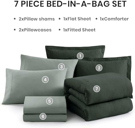 Monbix Oversized King Comforter Set Deep Forest 7 Pieces Bed in a Bag - Image 7