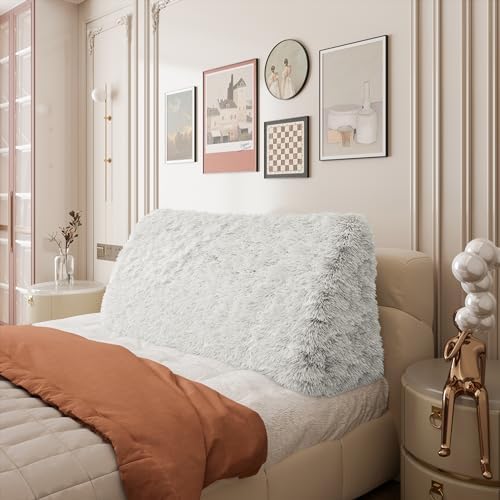 Thicken Furry Headboard Pillow King Padded Headboard Large Bolster Triangular - Image 6