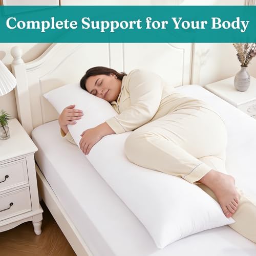 Oubonun Full Body Pillow for Side Sleeper, Adjustable White Long Bed Pillow - Image 3