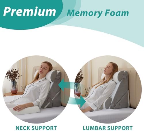 Bedluxe Adjustable 4pcs Bed Wedge Pillow Set, Memory Foam Wedge Pillows Post - Image 4
