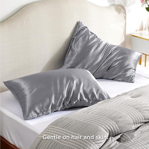 Bedsure Satin Pillowcase with Zipper, Similar to Silk Pillow Cases 2 Pack - Image 4