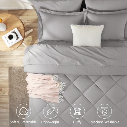 CozyLux King Comforter Set 102"x90" French Grey - Image 2