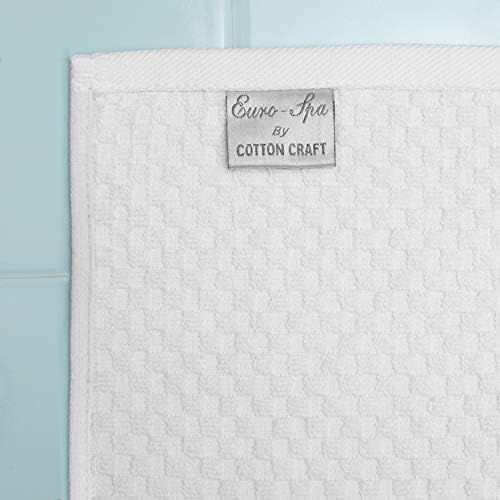 COTTON CRAFT Euro Spa Waffle Weave Bath Towels - Set of 4 White Towels - Image 2