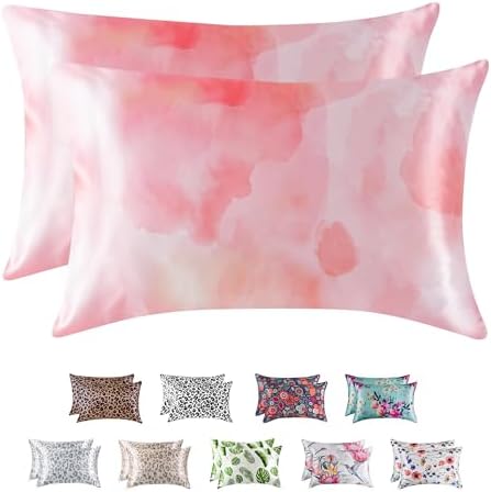 MR&HM Satin Pillowcase 2 Pack, Queen Size 20"x30", Dream Pink by MRHM