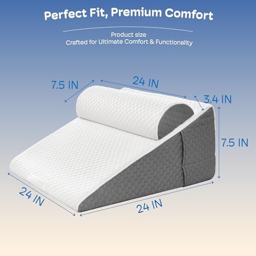 Simpledad 2PCS Wedge Pillow, Back Pain Relief, Cooling Memory Foam Top - Image 2