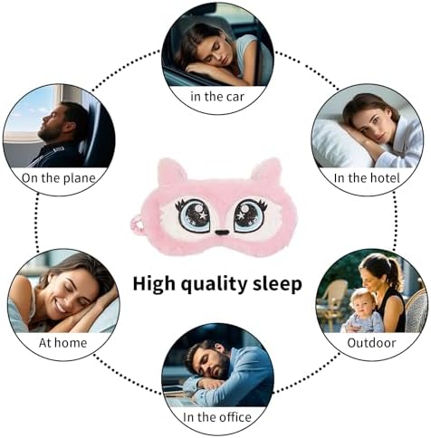 PERFECTSIGHT Sleep Eye Masks, Cute Plush Sleep Eye Cover Lightweight Adjustable - Image 6