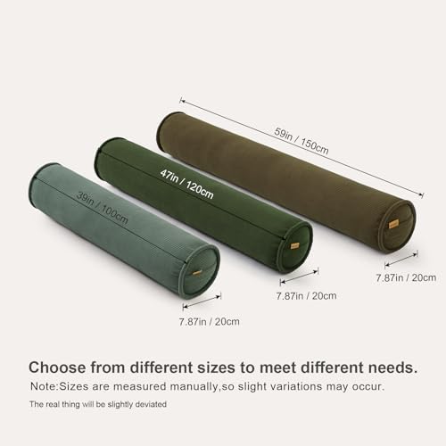 Long Round Body Pillow for Adults – Corduroy Cervical Roll Bolster Pillow - Image 2