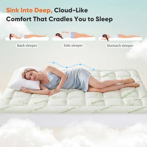 Sweetcrispy King Bamboo Mattress Topper, Soft Mattress Pad - Image 2