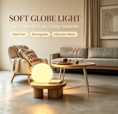10 inch Rechargeable LED Ball Light, Dimmable LED Globe Light w/Remote - Image 3