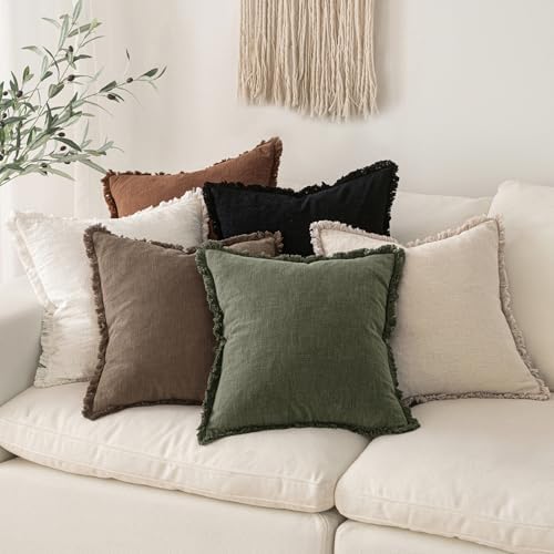 MIULEE Linen Decorative Fall Euro Throw Pillow Covers Cocoa Brown 26x26 - Image 6