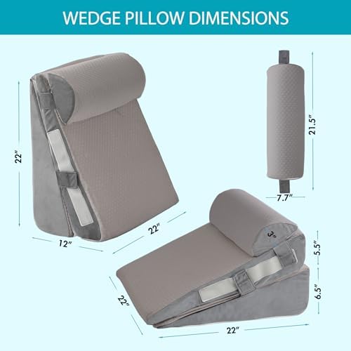 3Pcs Wedge Pillow Set for After Surgery, Acid Reflux Relief, Adjustable Bed - Image 2