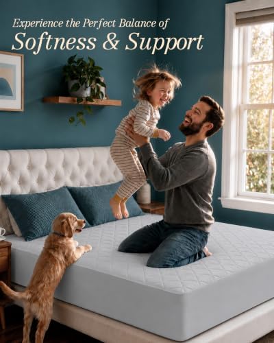 Full Mattress Pad, Quilted Mattress Protector Topper fits 16" Deep Pocket - Image 6