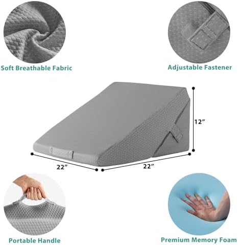 Bedluxe Wedge Pillow for Sleeping, Adjustable 9&12 Inch Foldable Bed Wedge - Image 6