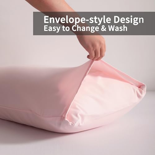 King Pillow Cases, 2 Pack, 20x40 in, Microfiber, Light Pink - Image 4