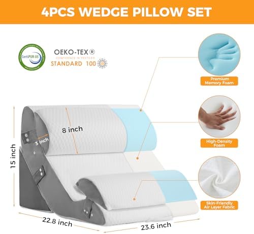 Ruqmuis Wedge Pillow Set for After Surgery, Bed Wedge Pillow - Image 3