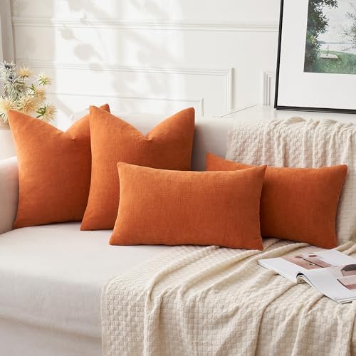 MIULEE Halloween Fall Burnt Orange Chenille Euro Pillow Covers - Image 5